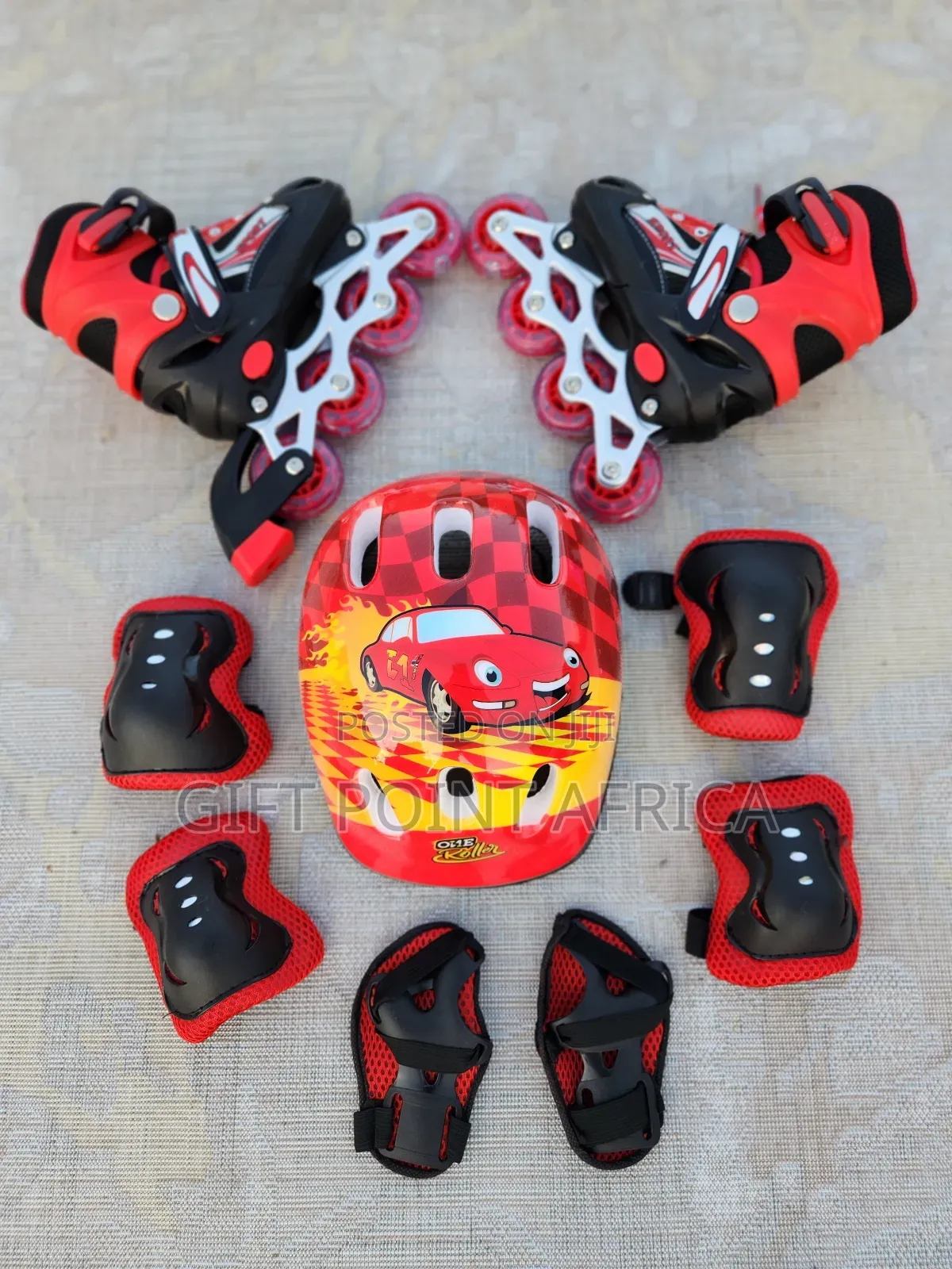 Red Adjustable Complete Set Skating Kits for Kids