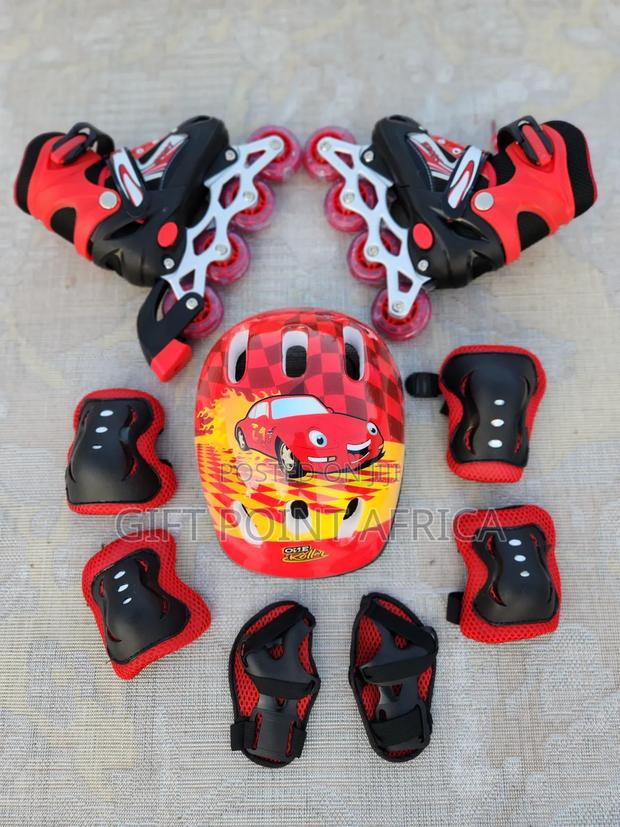 Red Adjustable Complete Set Skating Kits for Kids