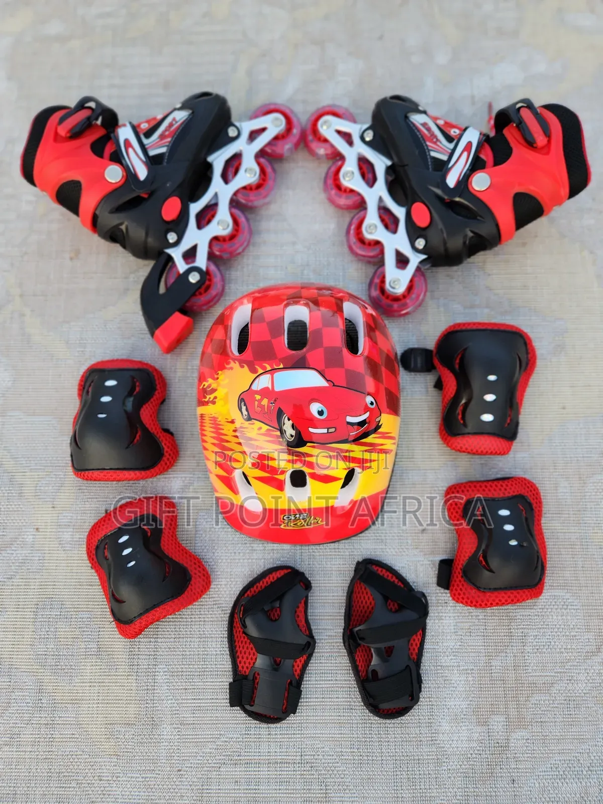 Red Adjustable Complete Set Skating Kits for Kids