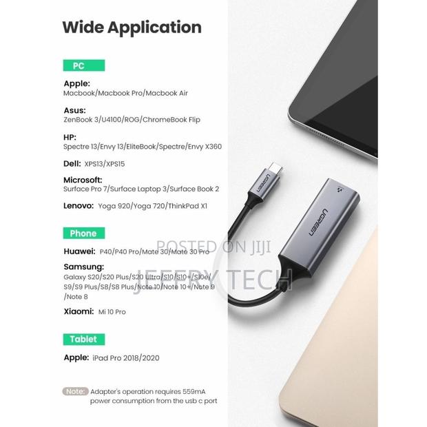 Ugreen Usb-C to Gigabit Ethernet Adapter Rj45,Mb - thumbnail 3