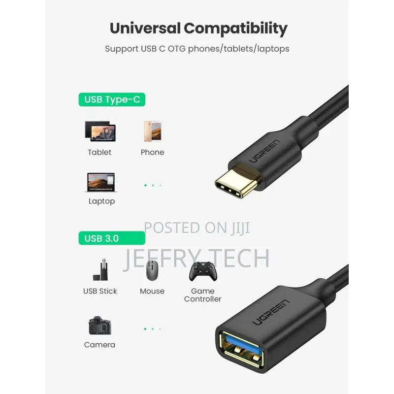 Ugreen Otg Cable Adapter Usb-C 3.1 Male to Usb-a 3.0 Female