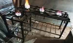 L Shaped 4 Burner Mild Steel Cooker