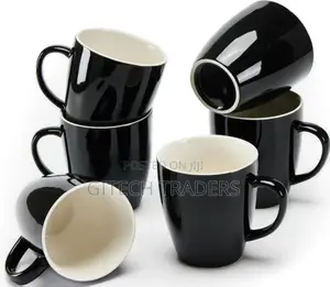 6 PCS Ceramic Black Mugs