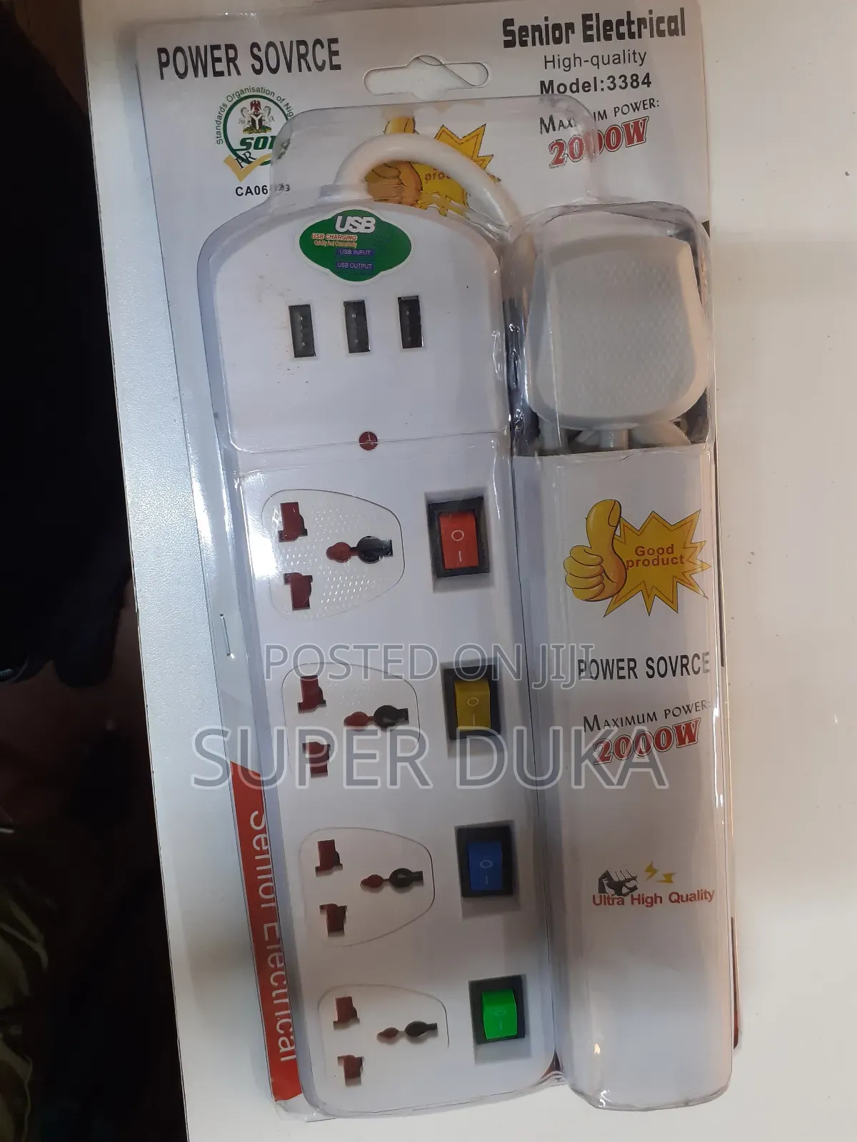 Power Extension Socket.3m Cable.3 Usb Ports.High Quality