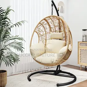 Home Chairs:Swing Egg Chair 1-Person Gray Wood Outdoor Swing