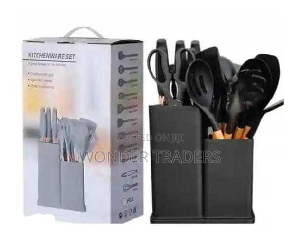 19pc Silicon Spoons Available in Black and Grey - main view