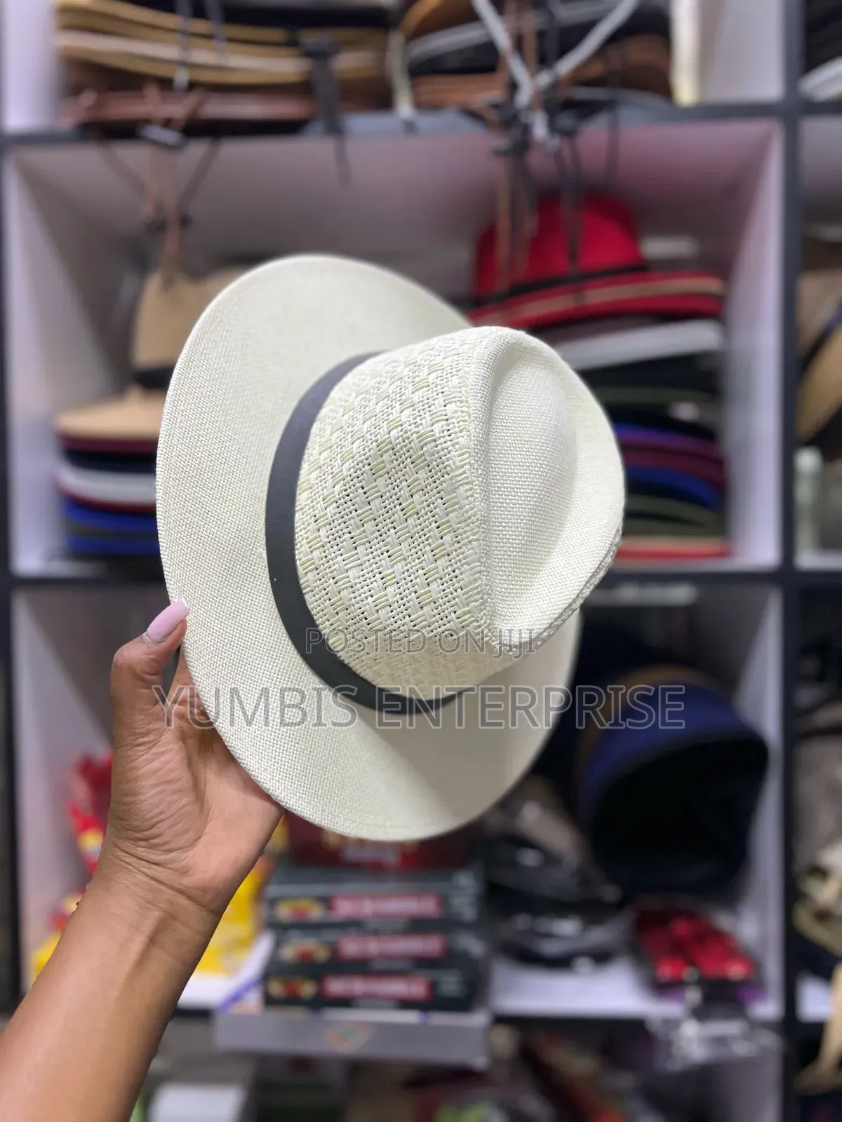 Cream White Men's -Straw Hats-Kes 800