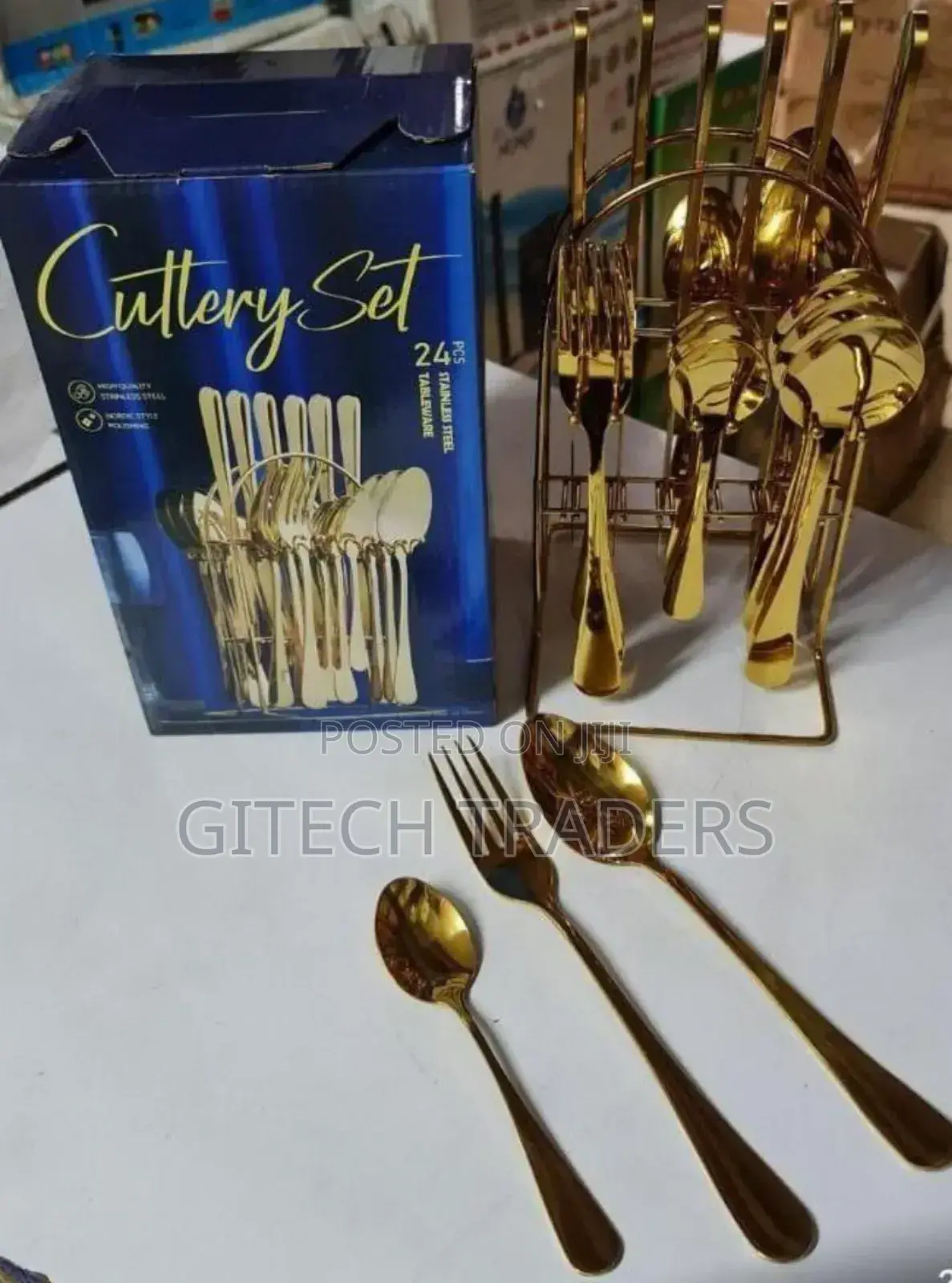 24 Pc Plain Golden Cutrely Set