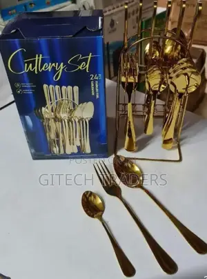 24 Pc Plain Golden Cutrely Set