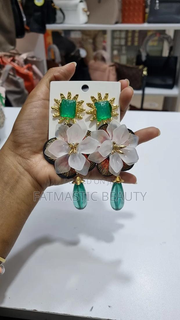 Chunky Long Green Earrings - main view