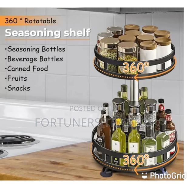  360° Rotating Kitchen Bathroom Storage Rack - thumbnail 2