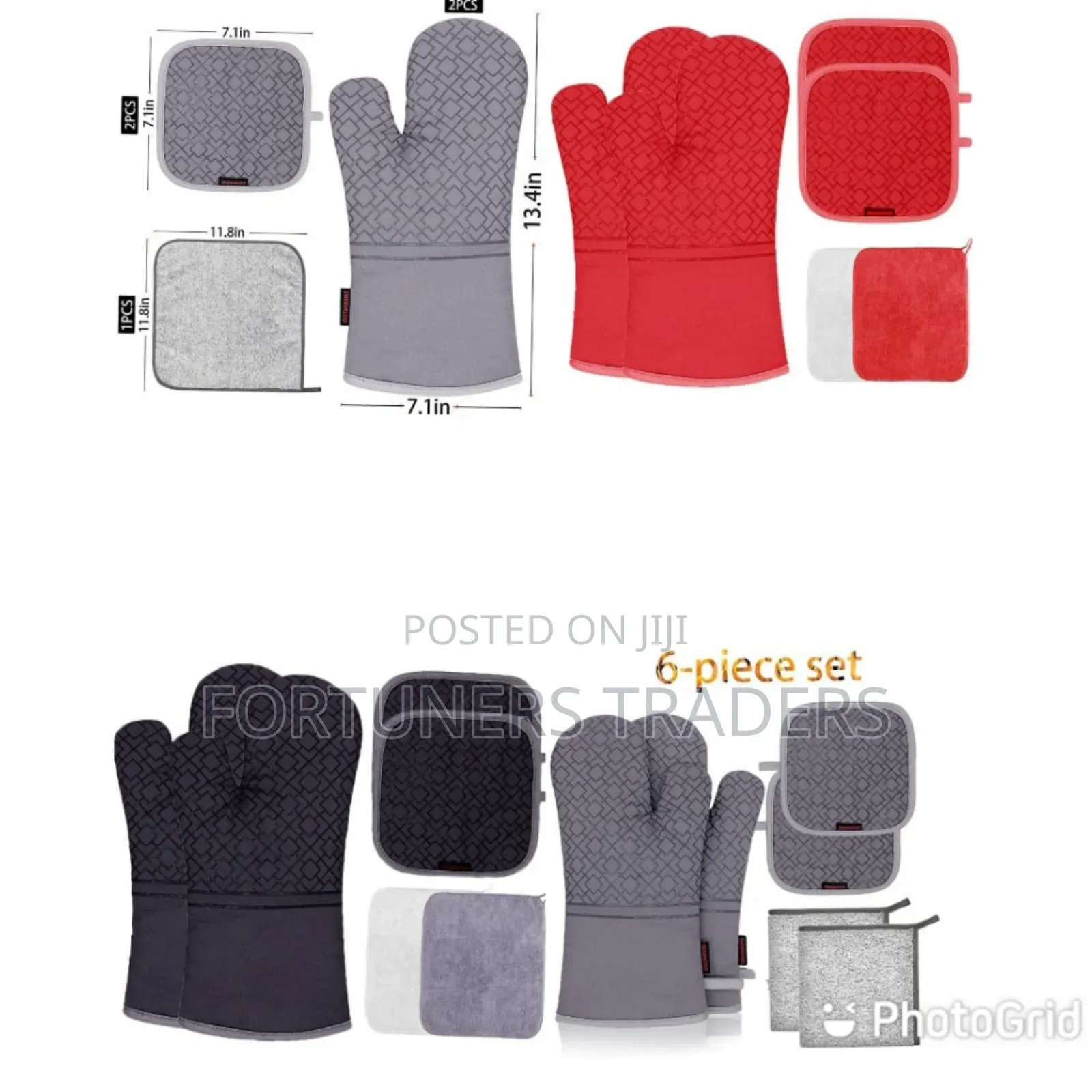 4 Piece Set High Heat Resistant Oven Mitts and Pot Holders