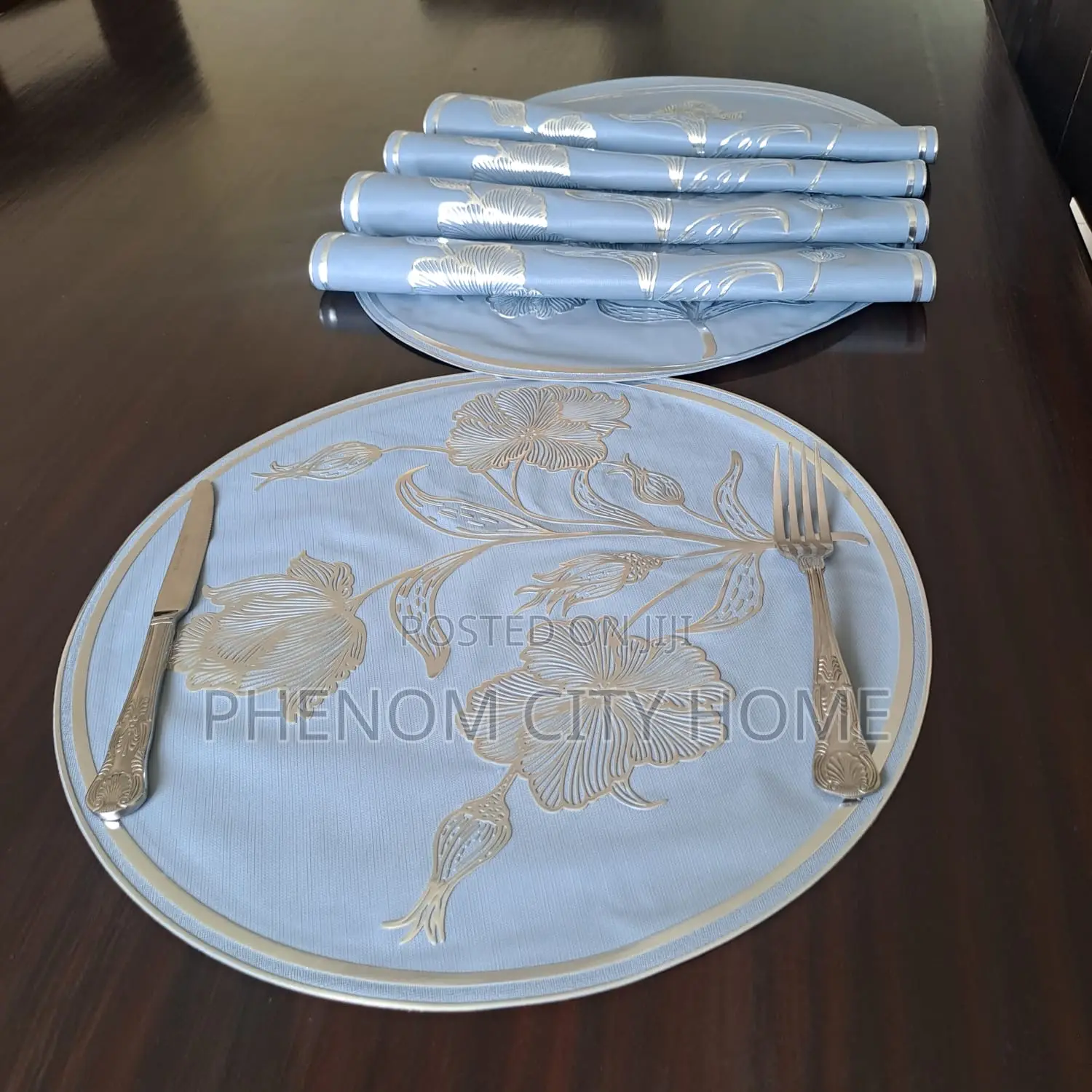 Round 6pc Grey Place Mats/Table Mats
