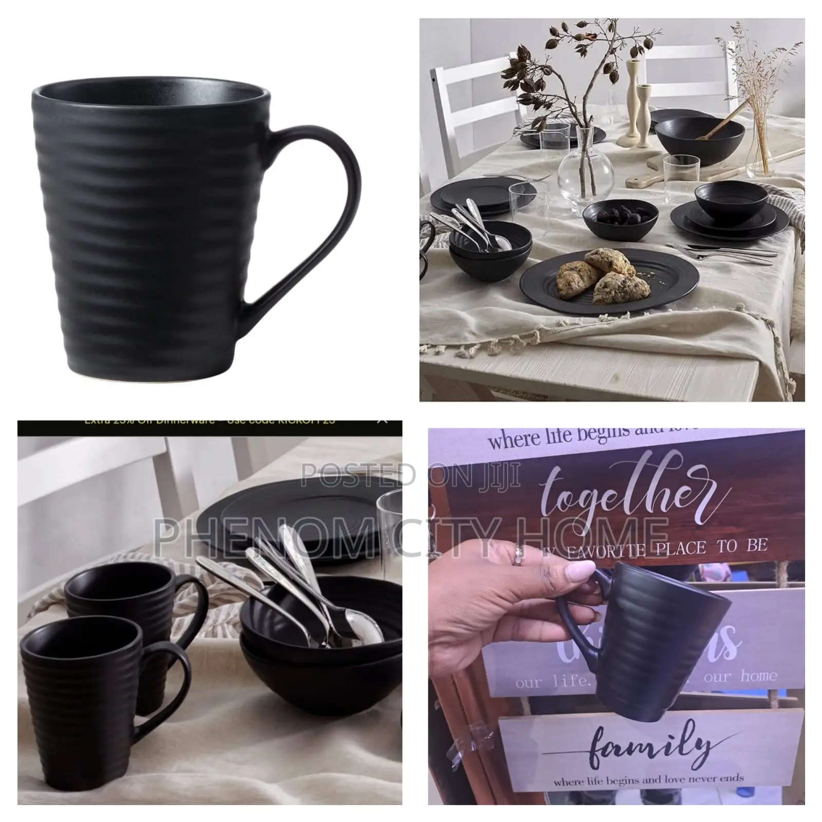 Matte Black 300ml Tea Cups