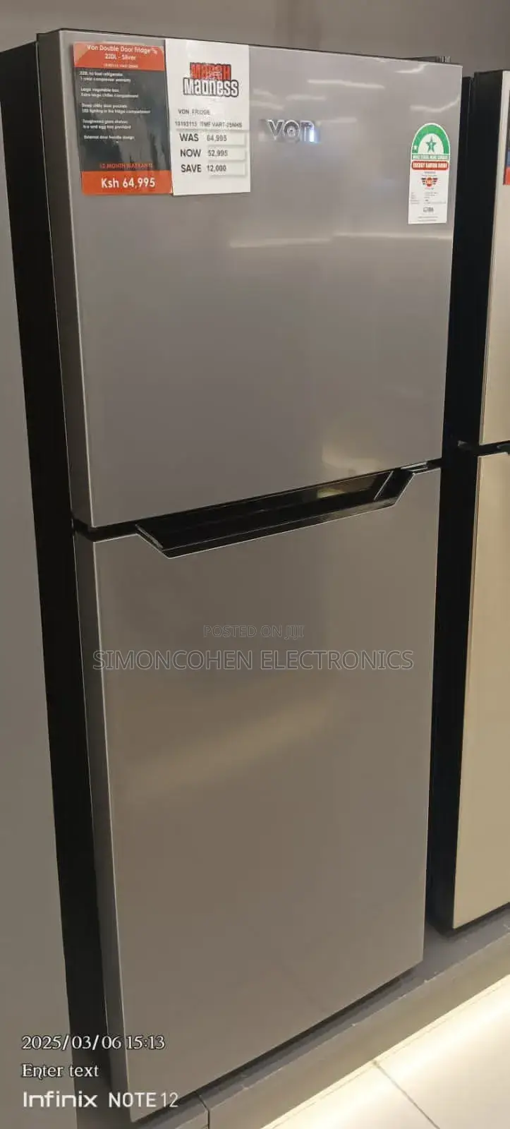 Von Fridge 220l No Frost