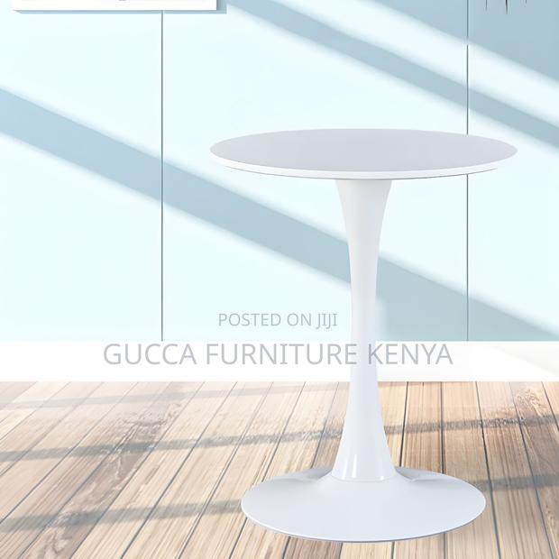 Dining Tables: Round Dining Table With Metal Pedestal White