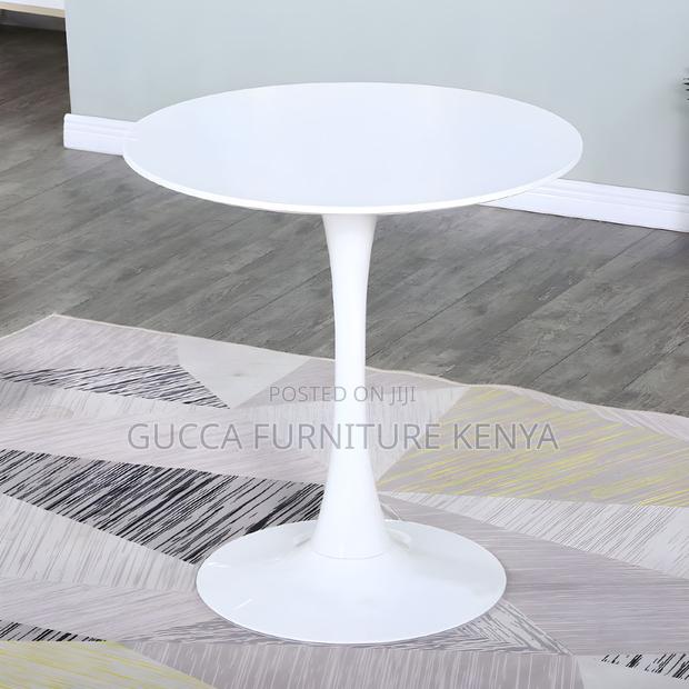 Dining Tables: Round Dining Table With Metal Pedestal White - thumbnail 3