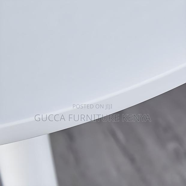 Dining Tables: Round Dining Table With Metal Pedestal White - thumbnail 4