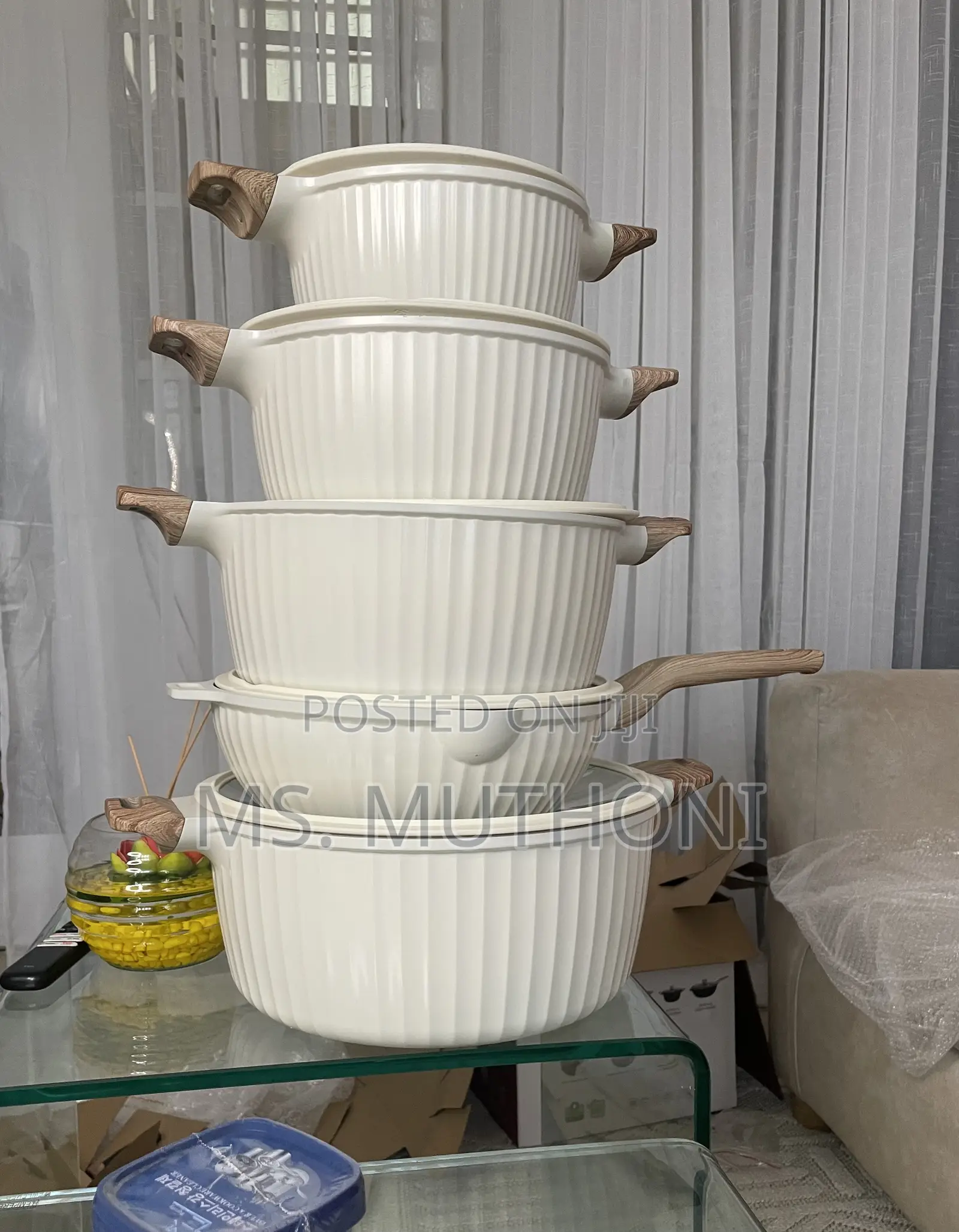 White Uakeen 10 Pieces Cooking Pots Set