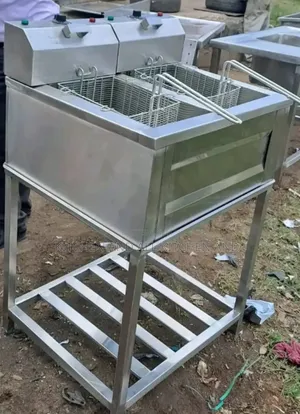 Stainless Steel 2fryer With a Stainless Steel Stand