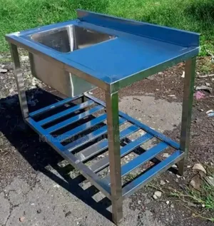 Stainless Steel Single Sink With Undershelves
