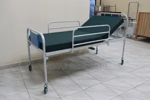 Hospital Bed With Mattress -With Side Rails, Castors and Manual Cranks