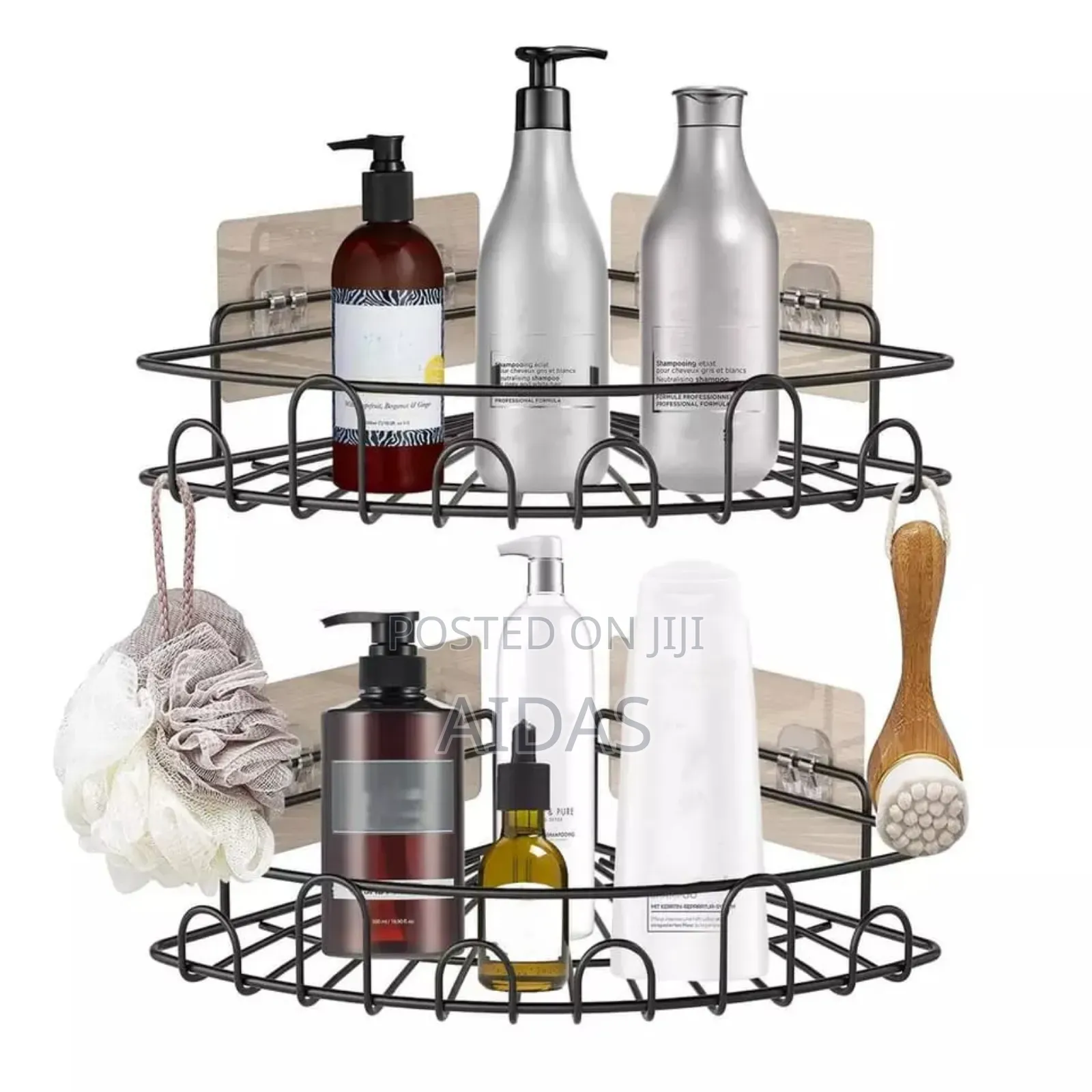 Black Stainless Steel Corner Bathroom Shelfs