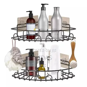 Black Stainless Steel Corner Bathroom Shelfs