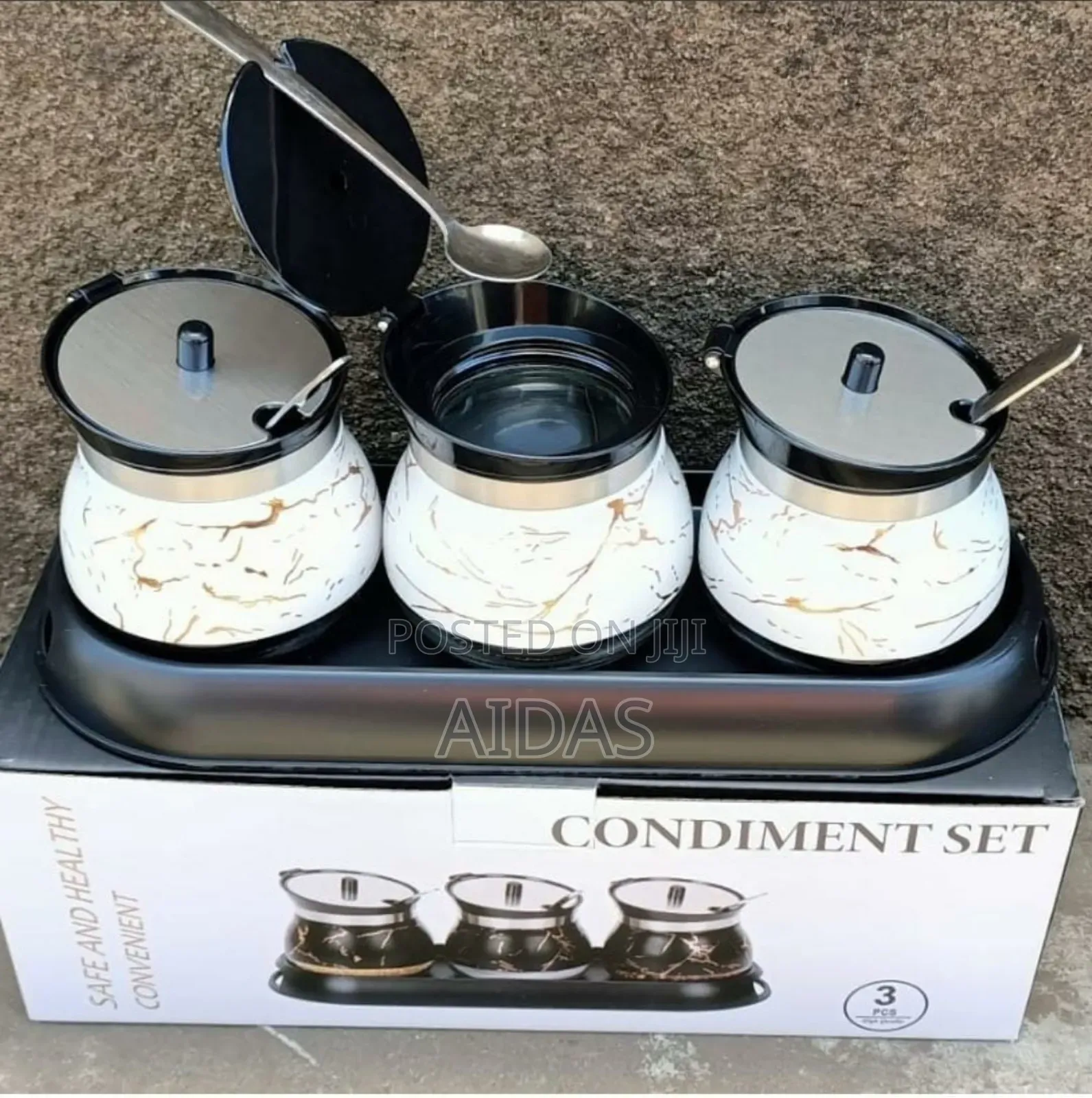 3 in 1 Condiment Set Glass