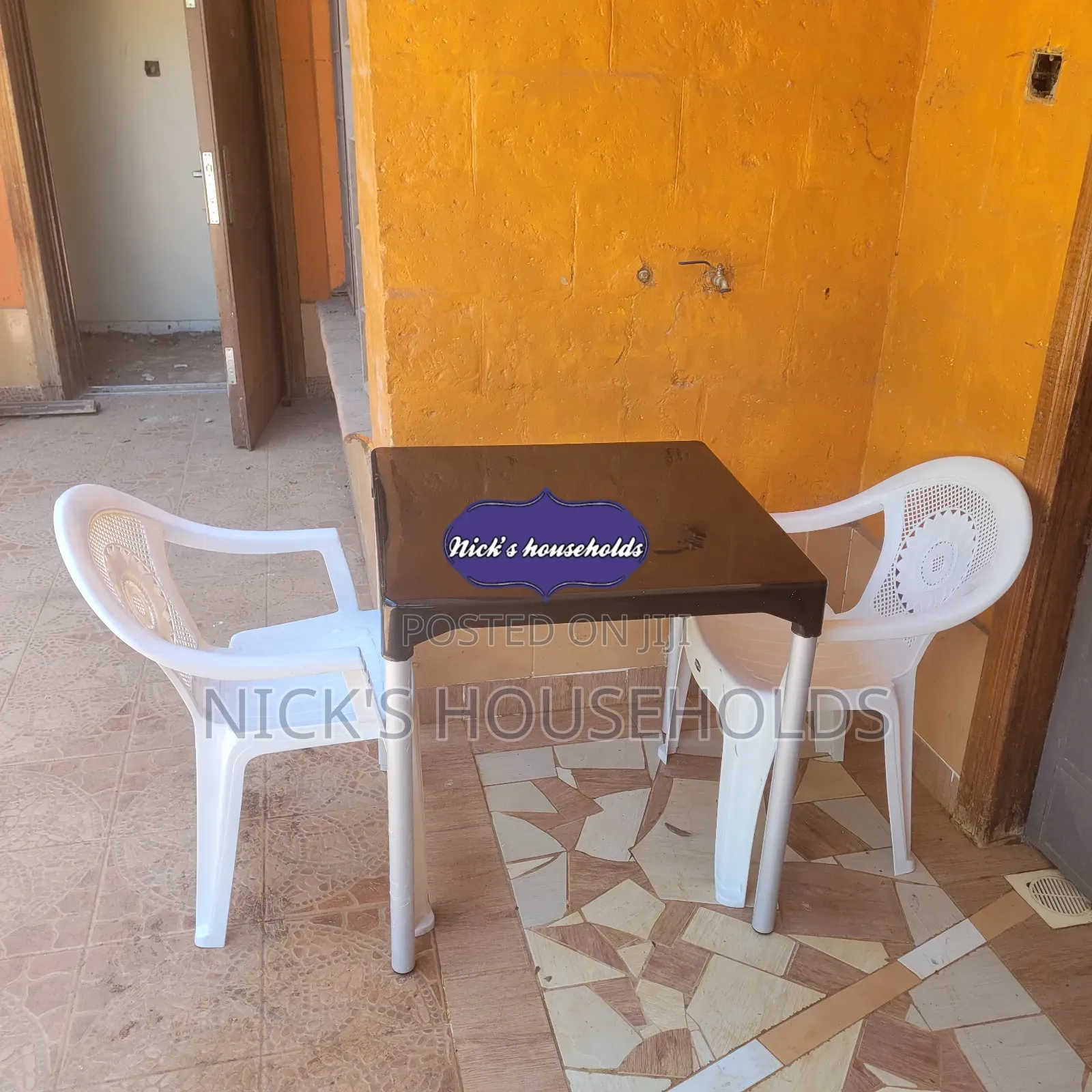 Resting Areas Plastic Chairs With Plastic Table Set