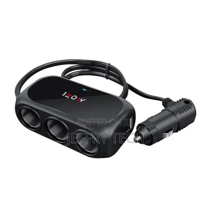 120w Car Charger Adapter 3 Socket Cigarette Lighter Splitter