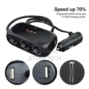 120w Car Charger Adapter 3 Socket Cigarette Lighter Splitter