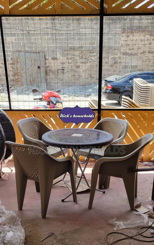 Round Foldable Plastic Table Plus 4 Plastic Chairs Set - main view