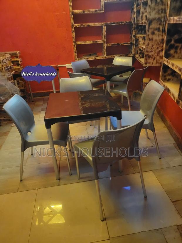 Grey Plastic Chairs With Black Plastic Table Set - main view