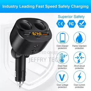 Multi Power Outlet 80w W/Led Voltmeter Switch Dual Usb Port