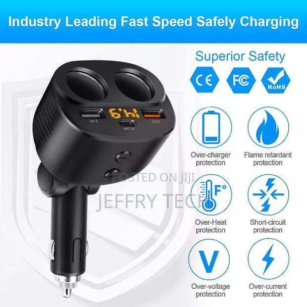 Multi Power Outlet 80w W/Led Voltmeter Switch Dual Usb Port - thumbnail 2