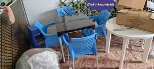 Complast Plastic Chairs With Metal Legs Plus Plastic Table