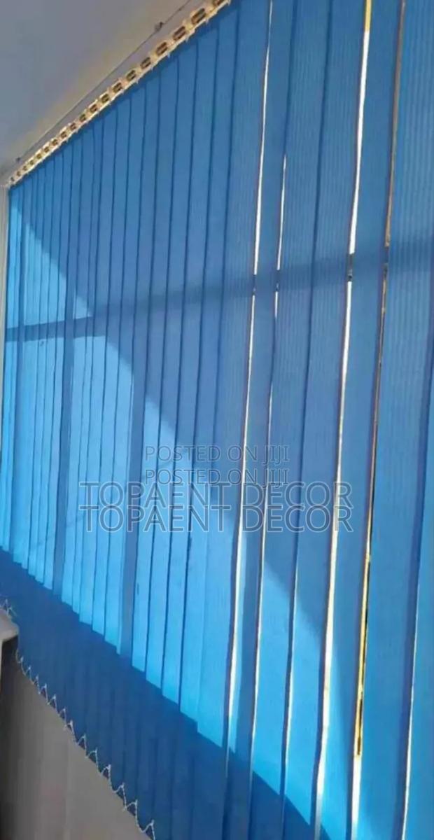 Cord Operated Sky Blue Vertical Office Window Blinds - main view