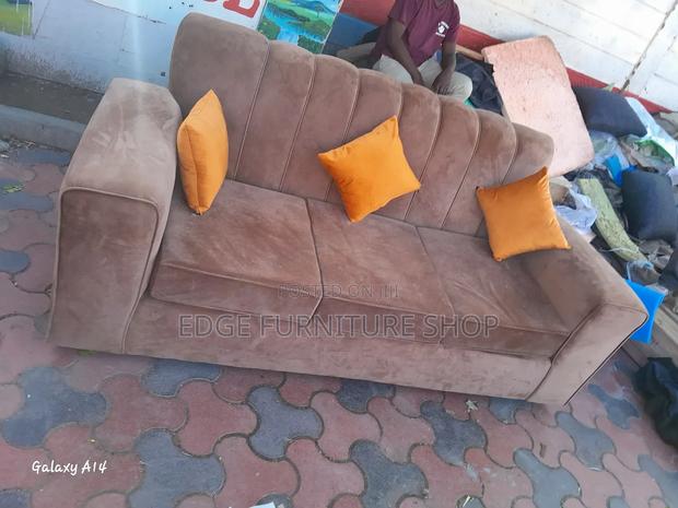 Brown Velvet Three Seater Sofa Set on Sale - thumbnail 2