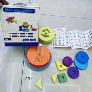 Wooden Hidden Circular Stacked Tower Toy, - main view