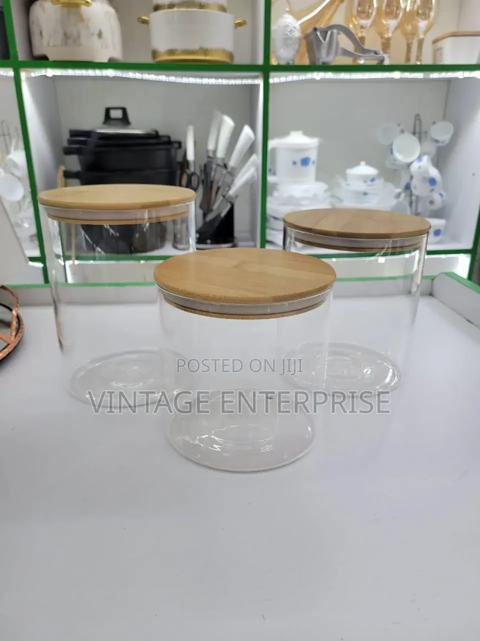 Large Capacity Glass Storage Container With Bamboo Lid