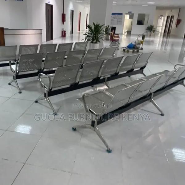 Benches:Office Silver Metallic Waiting Bench for Office - main view