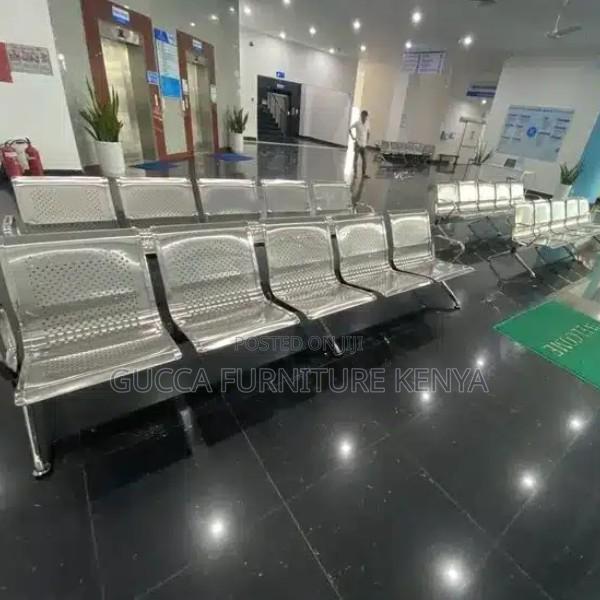 Benches:Office Silver Metallic Waiting Bench for Office - thumbnail 2