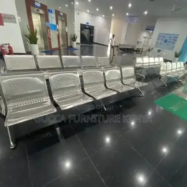 Benches:Office Silver Metallic Waiting Bench for Office