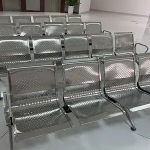 Benches:Office Silver Metallic Waiting Bench for Office