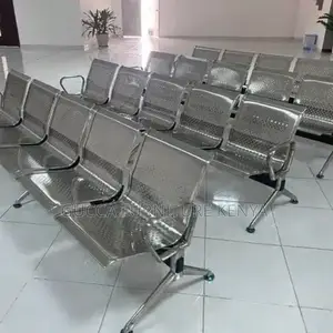 Benches:Office Silver Metallic Waiting Bench for Office