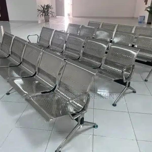 Benches:Office Silver Metallic Waiting Bench for Office - thumbnail 5