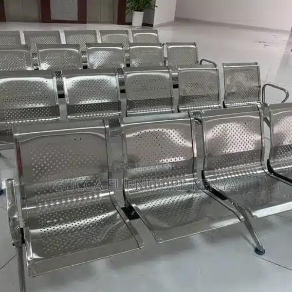Benches:Office Silver Metallic Waiting Bench for Office - thumbnail 6