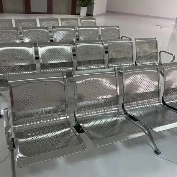 Benches:Office Silver Metallic Waiting Bench for Office