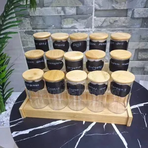 3 Tier Bamboo Spice Rack With 15 Spice Jars